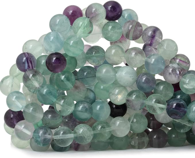 35PCS 10mm Natural Colorful Fluorite Gemstone Round Loose Beads by CHEAVIAN