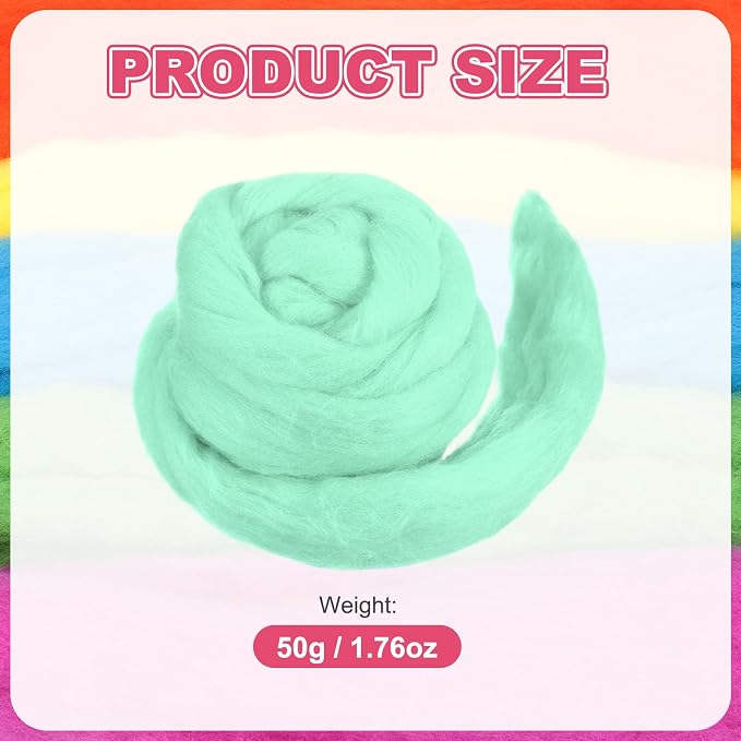 MECCANIXITY Wool Roving Yarn Soft Felting Wool 50g/1.76oz Pure Chunky Roving - Image 2