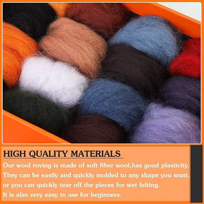 Mayboos 30 Colors Wool Roving for Needle Felting, Needle Felting Wool, DIY Wool - Image 4