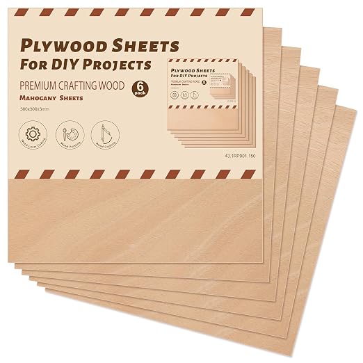 Rowood Mahogany Plywood Sheets for Laser Cutting, 6 Pack 3mm Thin Unfinished - Image 7