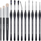 PANDAFLY Miniature Paint Brushes Drybrush Set, 12 Sizes Miniature Brushes by PANDAFLYArtSupplies