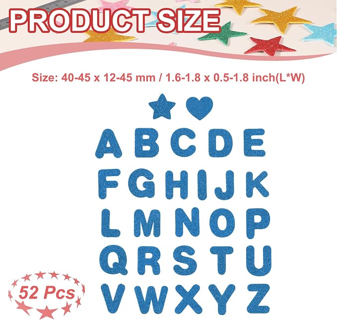 PATIKIL Alphabet Foam Stickers, Dark Blue - Image 2