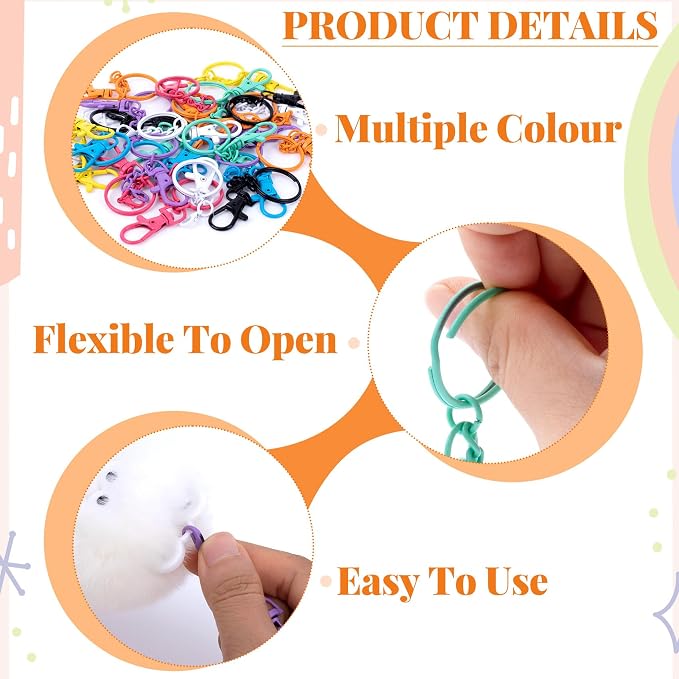 16 Pcs Metal Keychain Clip, Colorful Swivel Snap Hook - Image 4