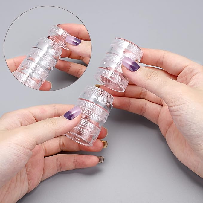 Hipiwe 8 Sets 5 Layers Clear Plastic Round Storage Jars Jewelry Bead Storage - Image 3