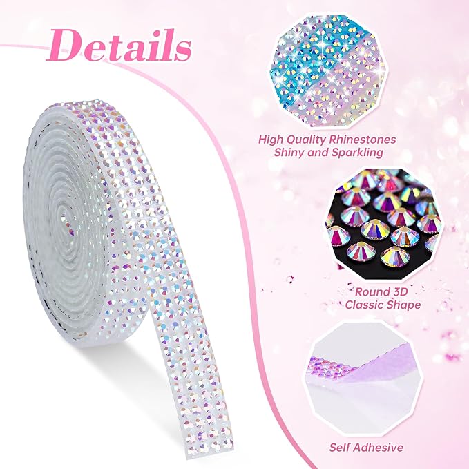 NiArt Self Adhesive Crystal Rhinestone Ribbon Set of 12 Colors, 12 Yards of - Image 2