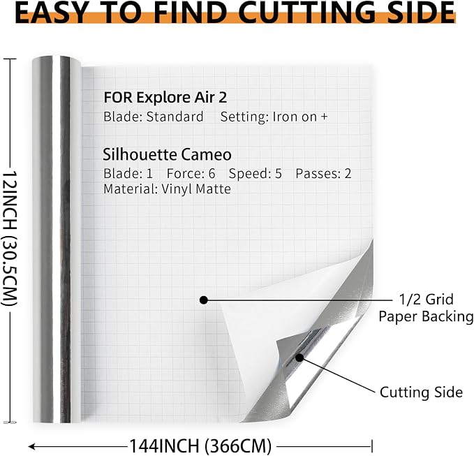 Mirror Silver Permanent Vinyl Roll 12" x 12FT - Image 2