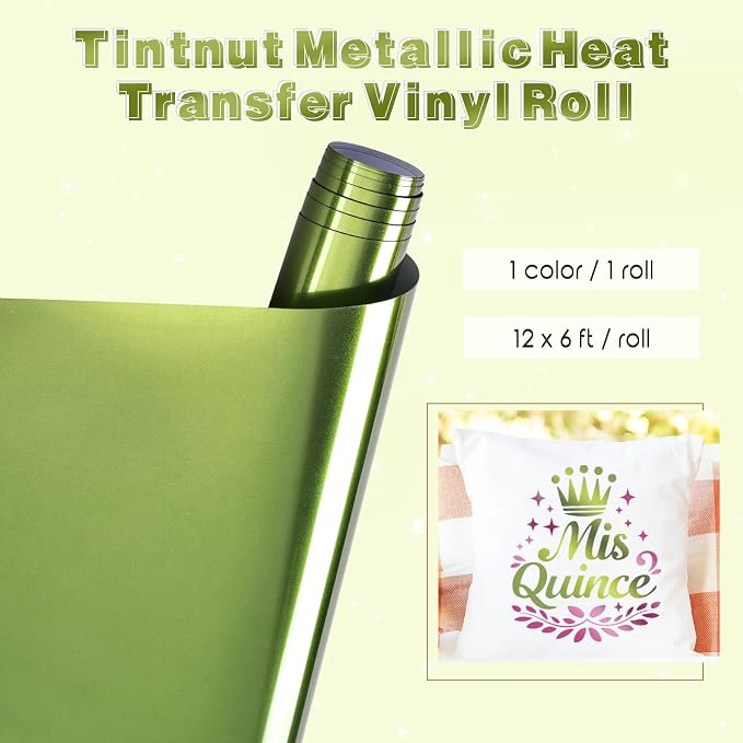 Tintnut Vintage Green Holographic HTV Vinyl Roll, easy cut & weed, stretch - Image 2