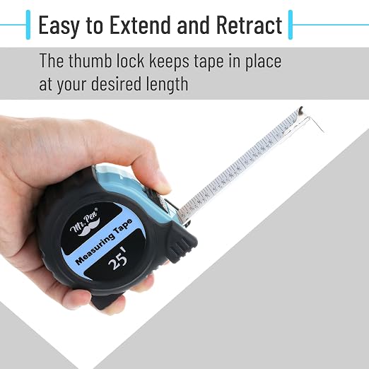 Mr. Pen- Retractable Tape Measure 25 ft, 2 Pack, Sky Blue, Easy Read | Steel - Image 5