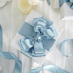 HUIHUANG Dusty Blue Satin Wired Ribbon 2.5 inch Blue Double-Faced Satin Wired - Image 5