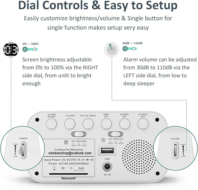 Odokee Digital Dual Alarm Clock - Image 2