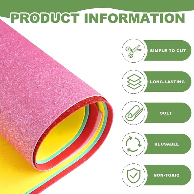 10 Pcs Craft Foam Sheet Roll in 10 Colors 39"x13" Colorful EVA Foam Sheet - Image 3