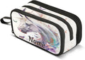 Custom White Horse Butterflies Pencil Case Box Boys Girls Personalized Name by BOENLE-WELCOMEYOURCOMING