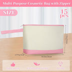 Silkfly 15 Pcs Cotton Canvas Makeup Bags Cosmetic Zipper Bags 10.2 x 5.5 x 2'' - Image 2