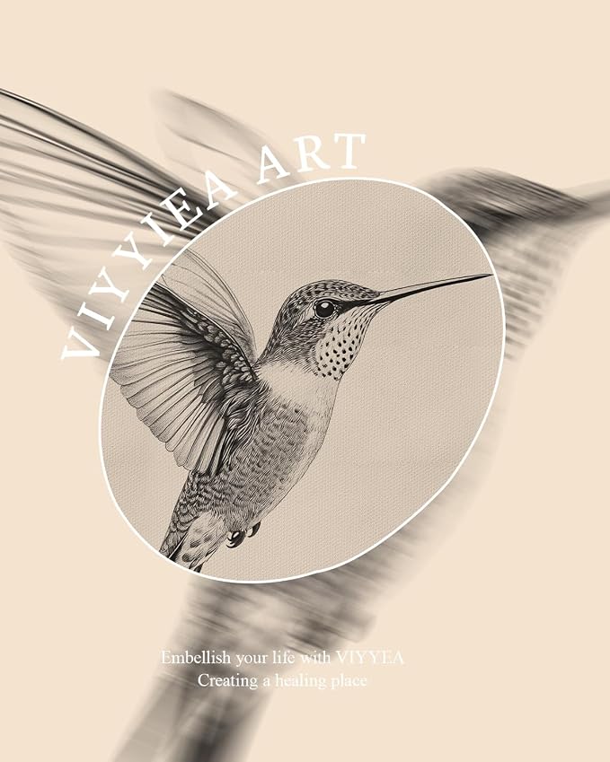 VIYYIEA Vintage Gold Framed Wall Art – Hummingbird Sketch, 8x10 IN | Cute yet - Image 4