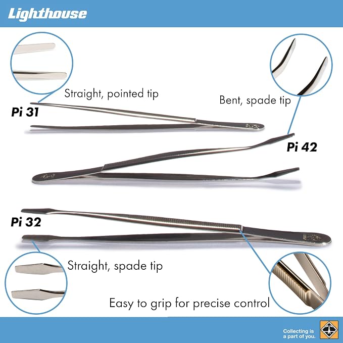 Lighthouse Tongs for Coins and Stamps, 12 cm, Tweezer Design: Curved - Image 3