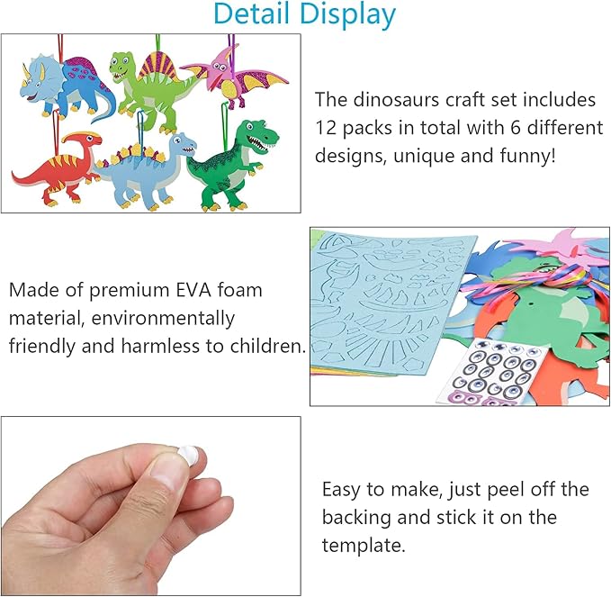 Fennoral 12 Pack Dinosaur Craft Kit - Image 5