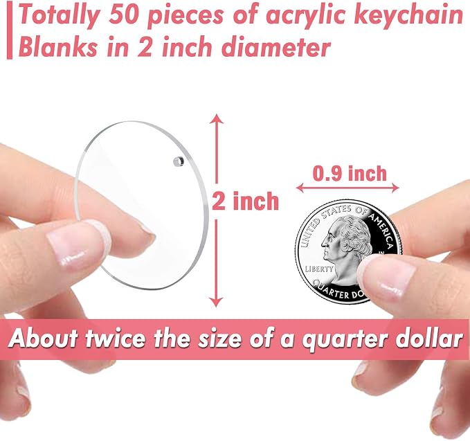 Acrylic Keychain Blanks, Audab 50pcs Clear Keychains - Image 2