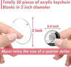 Acrylic Keychain Blanks, Audab 50pcs Clear Keychains - Image 2