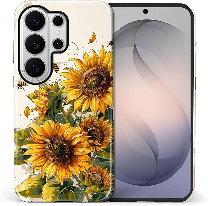 for Samsung Galaxy S26 Ultra Case, Sunflowers Bees Pattern Glossy 2 in 1 - Image 2