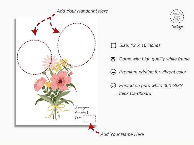 TwoDays Flower Bouquet Handprint Art Craft DIY Kit, Unique Gifts - Image 4