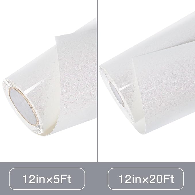 TORC Iridescent White HTV Heat Transfer Vinyl Roll 12 in x 5 ft Sparkly Rainbow - Image 3