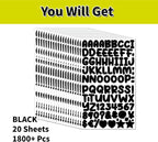 1800 Pieces 20 Sheets Small Letter Number Stickers, 1/2inch Self-Adhesive Vinyl - Image 3
