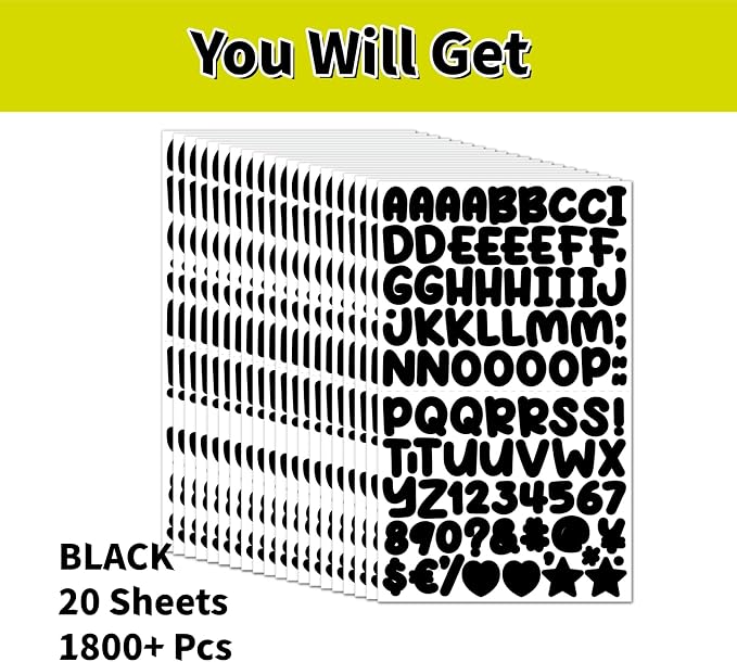 1800 Pieces 20 Sheets Small Letter Number Stickers, 1/2inch Self-Adhesive Vinyl - Image 3