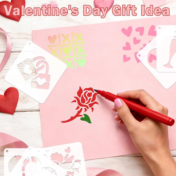 72 PCS 3x3 Inch Valentine‘s Day Stencils - Image 3