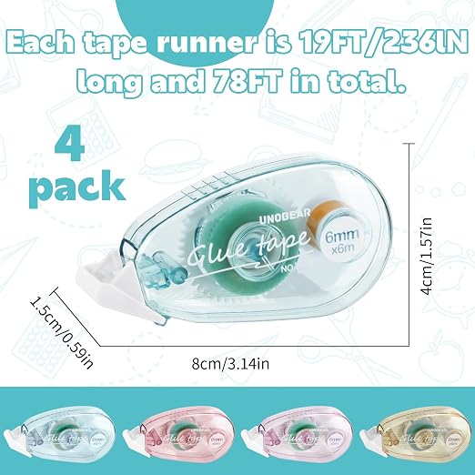 4 Pack Double Sided Tape Roller, Scrapbook Supplies, Glue Tape Roller - Image 2