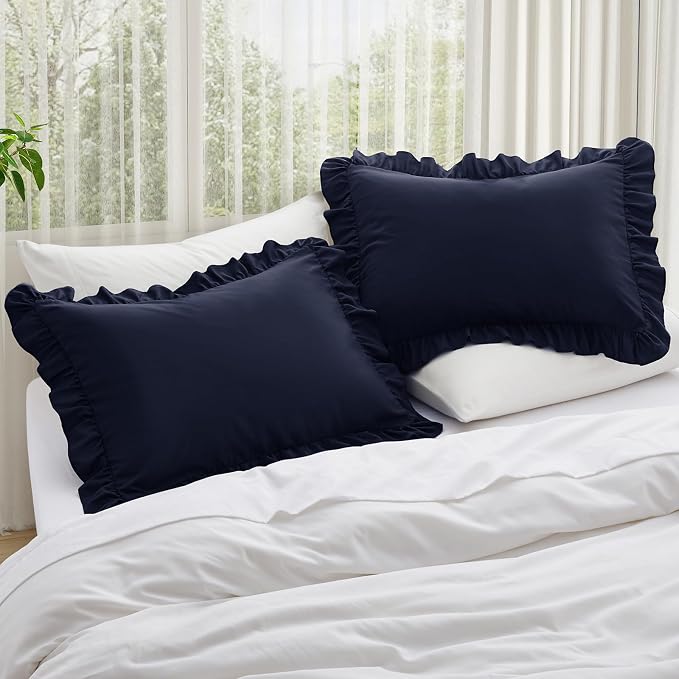 KKJIAF Ruffle Pillow Cases Standard Size Set of 2, Ruffled Pillow Covers - Image 2