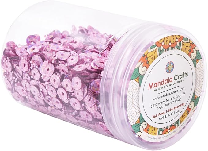 Mandala Crafts 6mm Cup Holographic Dusty Rose Sequins - Image 4