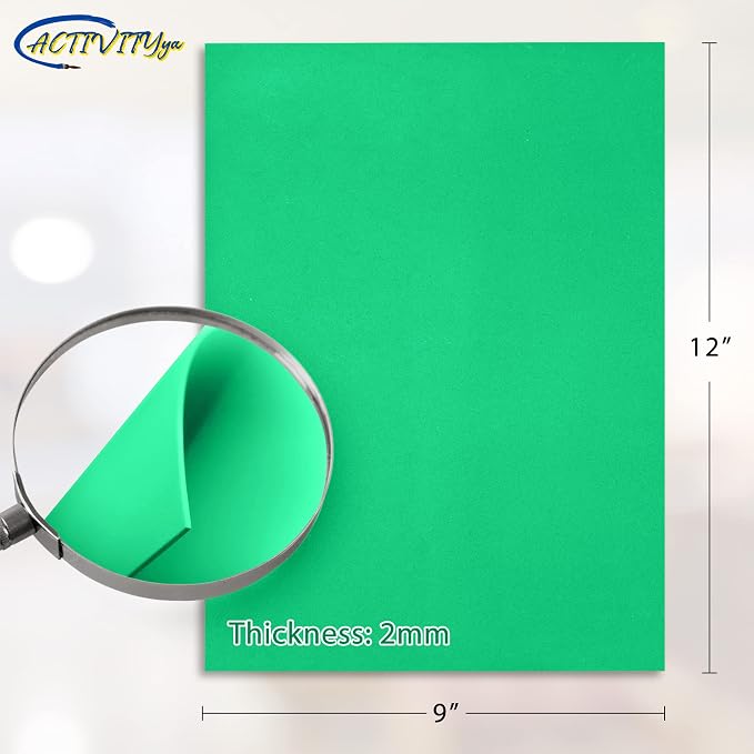 Green EVA Foam Sheets, 9 x 12 Inch, 2mm Thick Handicraft Foam Paper - Image 2