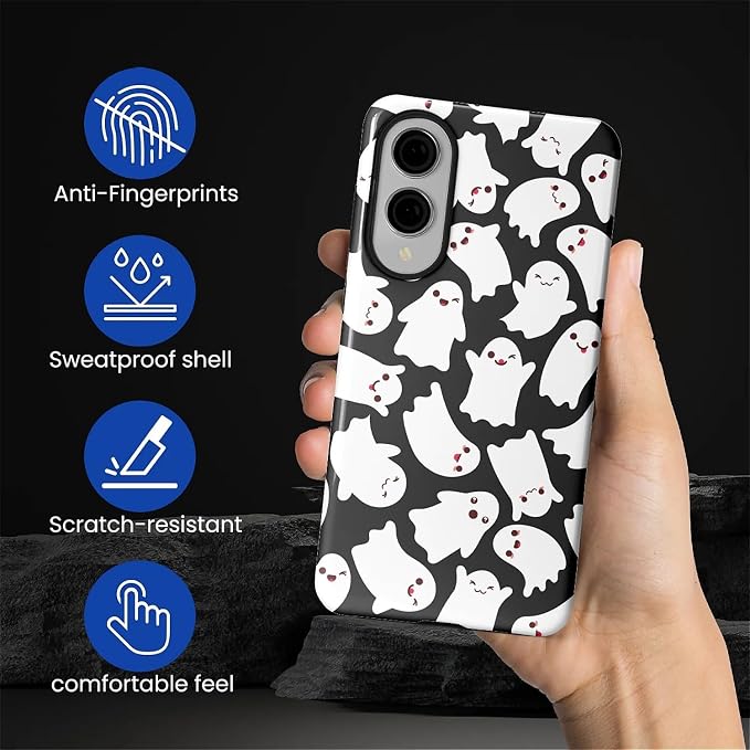 Case for Samsung Galaxy S25 Edge Case, Halloween Ghosts Bats Design Hybrid Dual - Image 3
