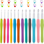 Vodiye 12 Sizes Crochet Hooks 2.0–8.0mm, Ergonomic Crochet Hook Set, Crochet by Vodiye