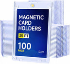 Basthalan 100ct Magnetic Card Holder, 35pt Slim One Touch Card Holder, Hard by Basthalan