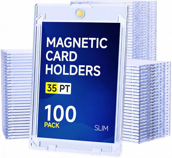 Basthalan 100ct Magnetic Card Holder, 35pt Slim One Touch Card Holder, Hard by Basthalan