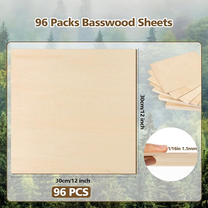 Adrattnay Basswood Sheets 1/16 x 12 x 12 inch - Image 2