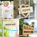 Patelai 10 Pcs Unfinished Hanging Wood Sign 9.8 x 3.9 Inch Rectangle Blank - Image 6