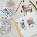 GLOBLELAND Hydrangeas Background Postcard Clear Stamps - Image 2