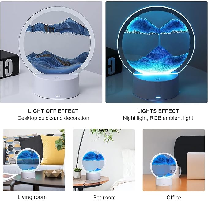 rysnwsu Moving Sand Art Picture Round Glass 3D Deep Sea Sandscape in Motion - Image 4