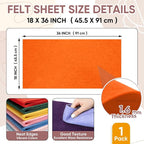 Soft Felt Fabric Sheet 18" x 36", 1.6mm Acrylic Craft Felt, Large Precut Sheet - Image 3