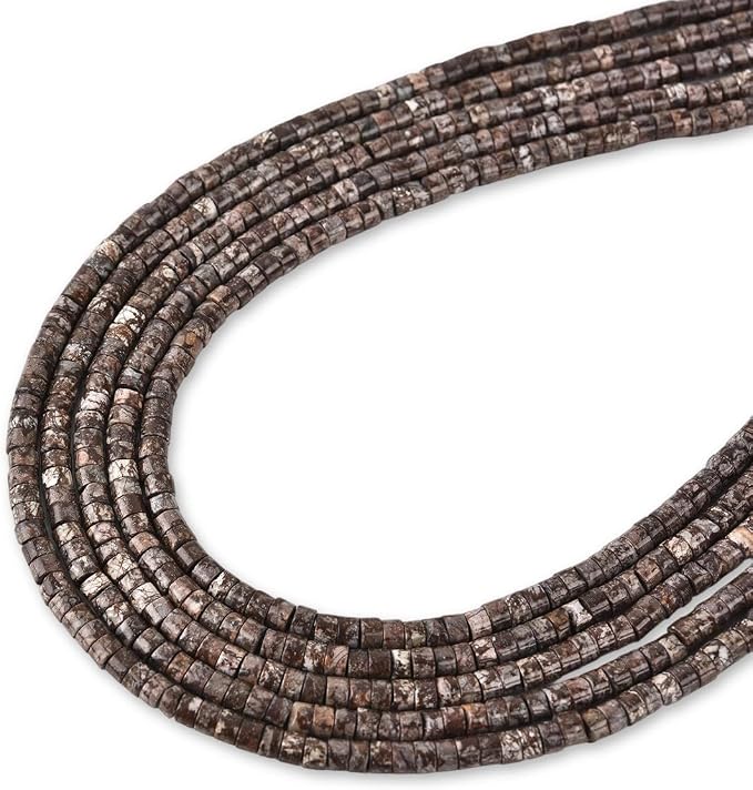 155pcs 3x2mm Natural Brown Snowflake Obsidian Heishi Disc Rondelle Spacer Stone - Image 4