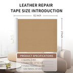 Leather Repair Patch Tape, Dark Beige 17 x 61 Inches Self Adhesive Leather - Image 2