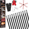 39 Feet Chimney Sweep Kit, Chimney Cleaning Kit with 12 Flexible Black Chimney Rods, Chimney Brush for Sweeping Fireplace, Rotary Chimney Cleaning System Driven by Drill
