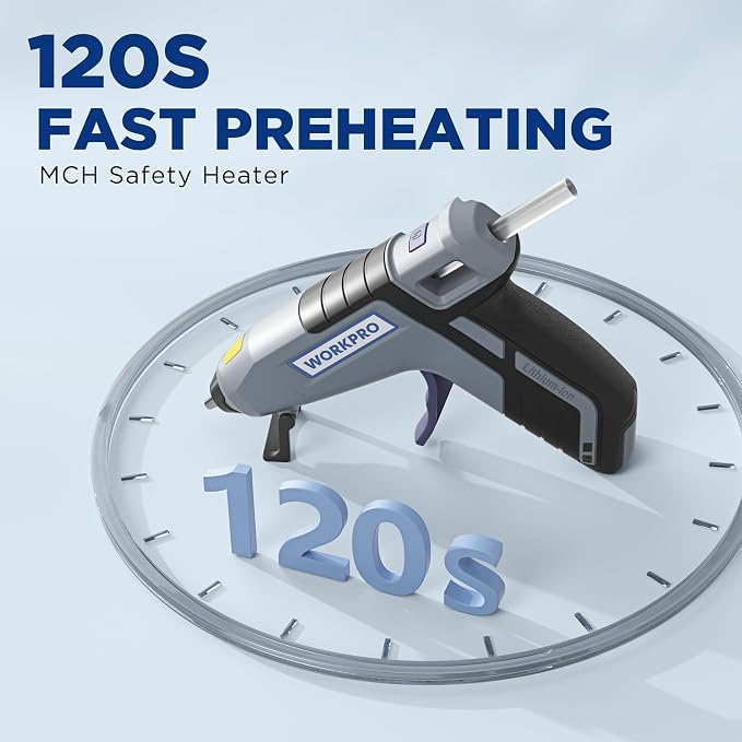 WORKPRO 3.6V Cordless Hot Glue Gun, Fast Preheating, Smart Power-Off, USB-C - Image 2
