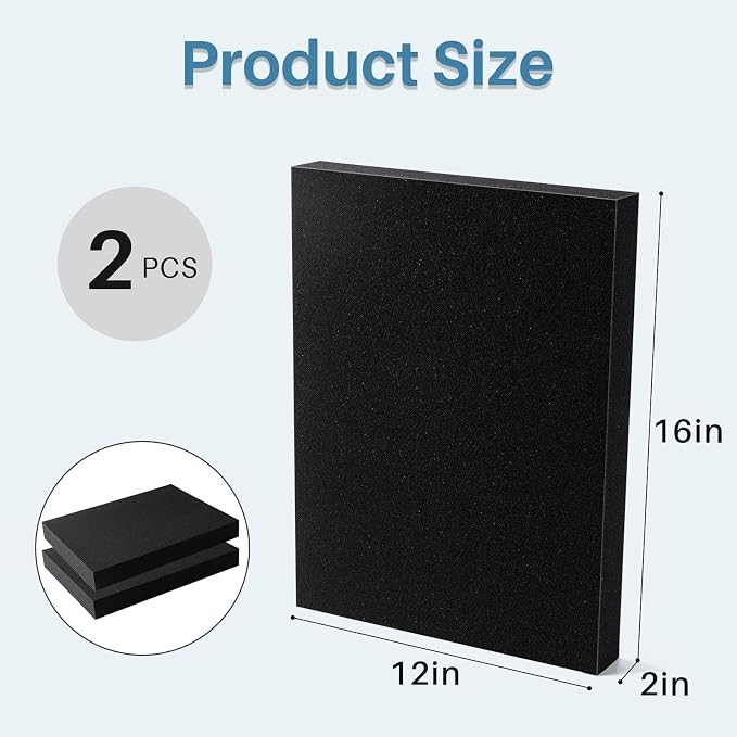 Black foam 2 pieces, Polyurethane Foam sheet, high-density foam padding - Image 2
