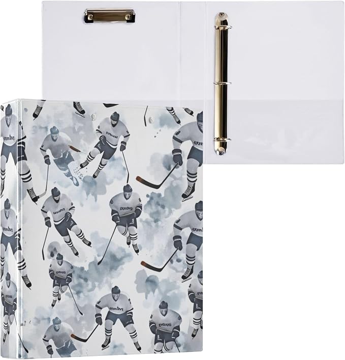 Ice Hockey Black Round Ring Binders 1.5 Inch Bandy Ball Sports 3 Ring Clipboard - Image 8