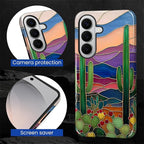 for Samsung Galaxy S26+ Case, Stained Glass Cactus Pattern Glossy 2 in 1 - Image 5