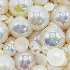 1500PCS 3-14mm Ivory AB Flatback Pearls, 150g Half-Round ABS Pearls by Sqqzuie