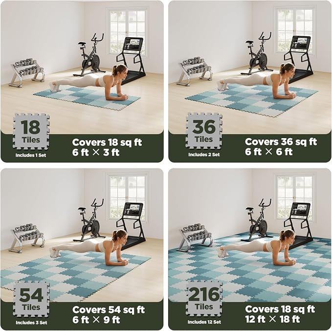 AIRHOP 18 PCS Gym Floor Mat, EVA Foam Puzzle Gym Mat, High-Density Interlocking - Image 5